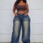 Vintage Wash Baggy Denim Pants
