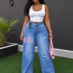 MIRI Distressed Wide-Leg Jeans
